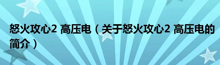 怒火攻心2 高壓電（關于怒火攻心2 高壓電的簡介）