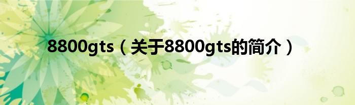 8800gts（關(guān)于8800gts的簡介）