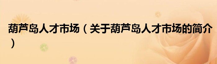 葫蘆島人才市場(chǎng)（關(guān)于葫蘆島人才市場(chǎng)的簡(jiǎn)介）