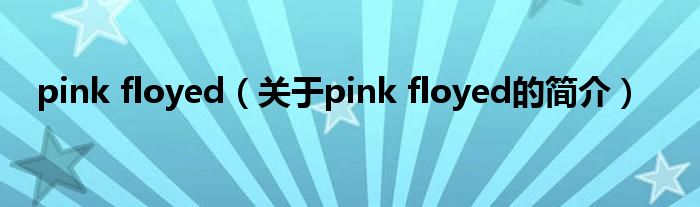 pink floyed（關(guān)于pink floyed的簡介）