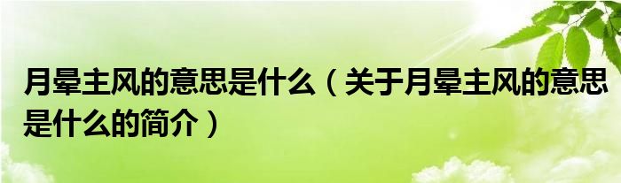 月暈主風(fēng)的意思是什么（關(guān)于月暈主風(fēng)的意思是什么的簡介）