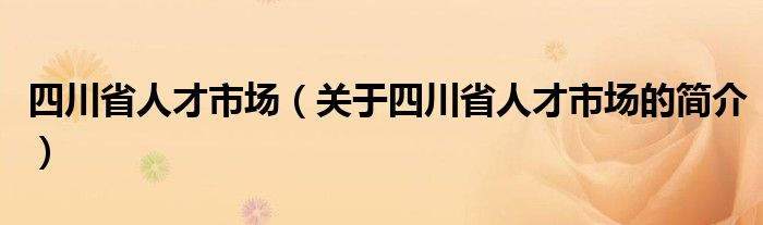 四川省人才市場(chǎng)（關(guān)于四川省人才市場(chǎng)的簡(jiǎn)介）