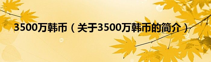 3500萬(wàn)韓幣（關(guān)于3500萬(wàn)韓幣的簡(jiǎn)介）