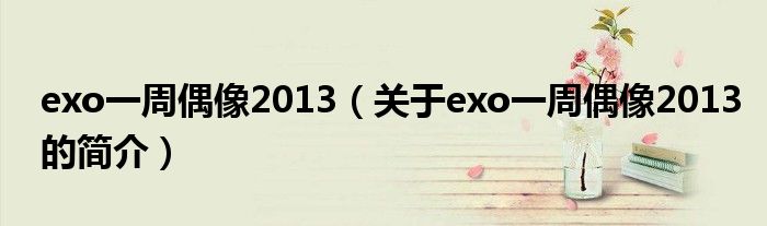 exo一周偶像2013（關(guān)于exo一周偶像2013的簡介）