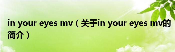 in your eyes mv（關(guān)于in your eyes mv的簡介）