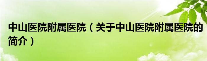 中山醫(yī)院附屬醫(yī)院（關(guān)于中山醫(yī)院附屬醫(yī)院的簡介）