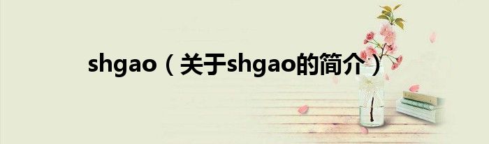 shgao（關于shgao的簡介）