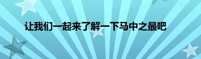 讓我們一起來(lái)了解一下馬中之最吧