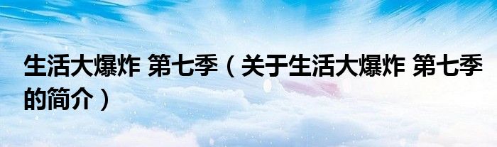 生活大爆炸 第七季（關(guān)于生活大爆炸 第七季的簡介）