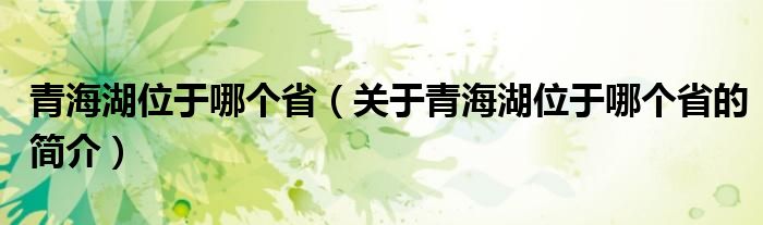 青海湖位于哪個(gè)?。P(guān)于青海湖位于哪個(gè)省的簡(jiǎn)介）