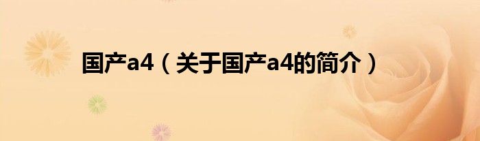 國產(chǎn)a4（關于國產(chǎn)a4的簡介）