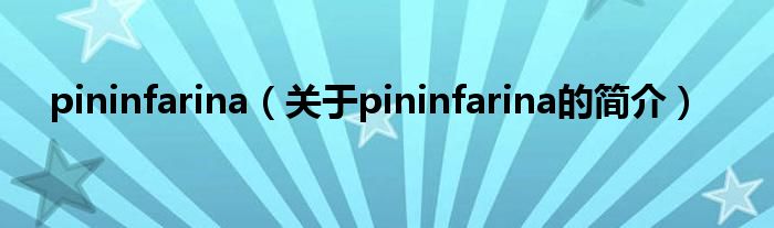 pininfarina（關(guān)于pininfarina的簡介）