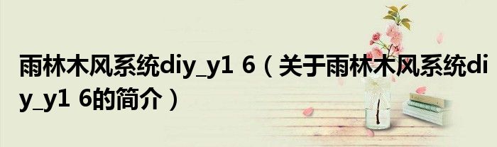 雨林木風系統(tǒng)diy_y1 6（關(guān)于雨林木風系統(tǒng)diy_y1 6的簡介）