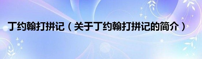 丁約翰打拼記（關(guān)于丁約翰打拼記的簡(jiǎn)介）