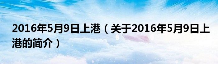 2016年5月9日上港（關(guān)于2016年5月9日上港的簡(jiǎn)介）