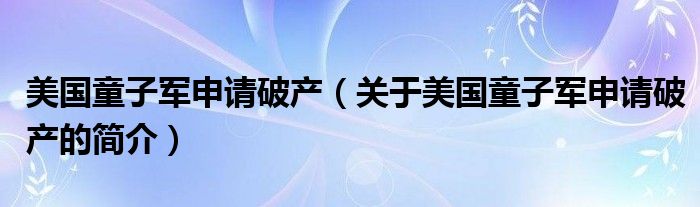 美國(guó)童子軍申請(qǐng)破產(chǎn)（關(guān)于美國(guó)童子軍申請(qǐng)破產(chǎn)的簡(jiǎn)介）