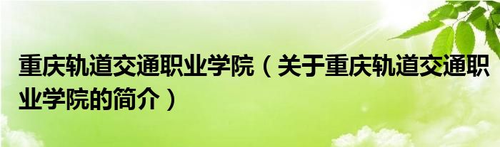 重慶軌道交通職業(yè)學(xué)院（關(guān)于重慶軌道交通職業(yè)學(xué)院的簡介）