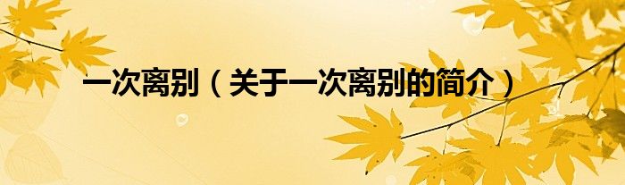 一次離別（關(guān)于一次離別的簡(jiǎn)介）