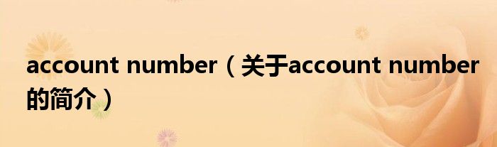 account number（關(guān)于account number的簡介）