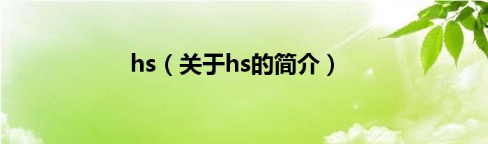 hs（關(guān)于hs的簡(jiǎn)介）