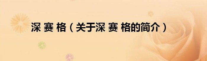 深 賽 格（關(guān)于深 賽 格的簡(jiǎn)介）