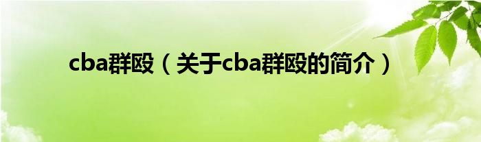 cba群毆（關(guān)于cba群毆的簡介）