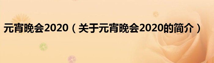 元宵晚會2020（關(guān)于元宵晚會2020的簡介）