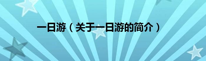 一日游（關于一日游的簡介）