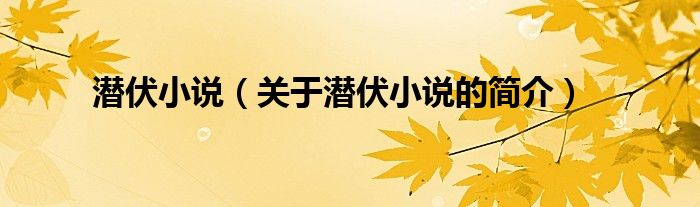 潛伏小說（關(guān)于潛伏小說的簡介）