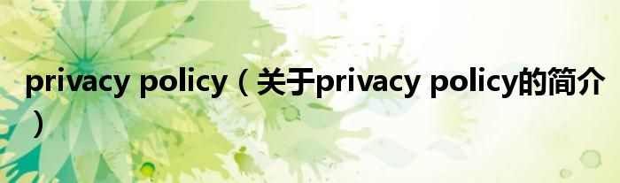 privacy policy（關(guān)于privacy policy的簡介）