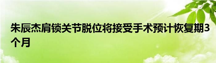 朱辰杰肩鎖關(guān)節(jié)脫位將接受手術(shù)預(yù)計(jì)恢復(fù)期3個(gè)月