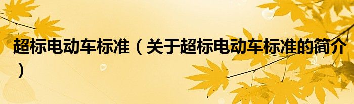 超標電動車標準（關(guān)于超標電動車標準的簡介）