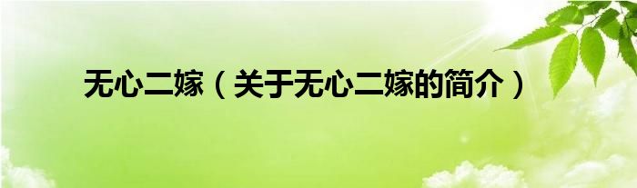 無心二嫁（關(guān)于無心二嫁的簡(jiǎn)介）