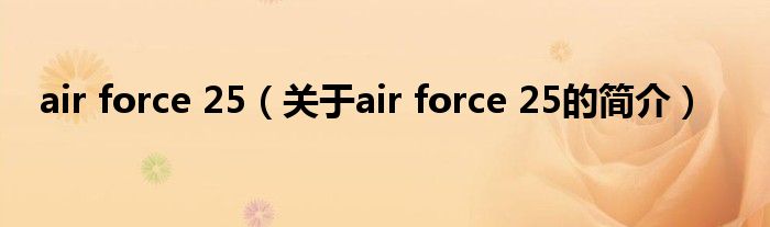 air force 25（關(guān)于air force 25的簡(jiǎn)介）