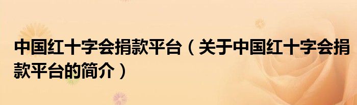 中國(guó)紅十字會(huì)捐款平臺(tái)（關(guān)于中國(guó)紅十字會(huì)捐款平臺(tái)的簡(jiǎn)介）