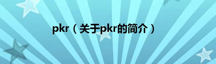 pkr（關于pkr的簡介）