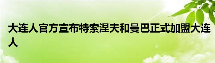 大連人官方宣布特索涅夫和曼巴正式加盟大連人