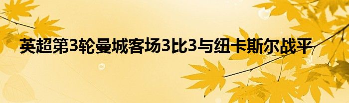 英超第3輪曼城客場3比3與紐卡斯?fàn)枒?zhàn)平