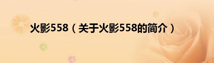 火影558（關(guān)于火影558的簡(jiǎn)介）