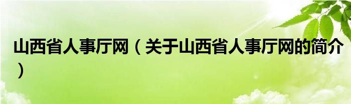 山西省人事廳網(wǎng)（關(guān)于山西省人事廳網(wǎng)的簡(jiǎn)介）