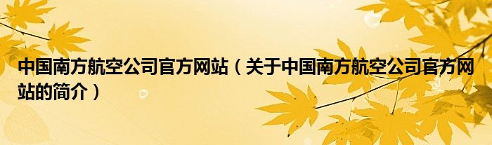 中國(guó)南方航空公司官方網(wǎng)站（關(guān)于中國(guó)南方航空公司官方網(wǎng)站的簡(jiǎn)介）