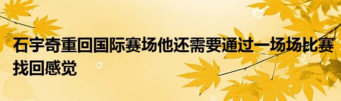 石宇奇重回國(guó)際賽場(chǎng)他還需要通過一場(chǎng)場(chǎng)比賽找回感覺