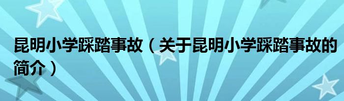 昆明小學踩踏事故（關(guān)于昆明小學踩踏事故的簡介）