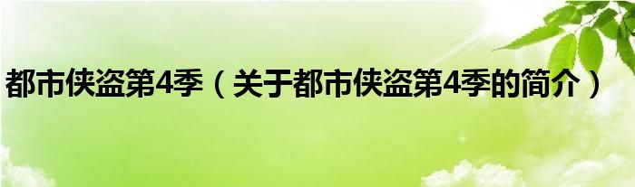 都市俠盜第4季（關(guān)于都市俠盜第4季的簡(jiǎn)介）