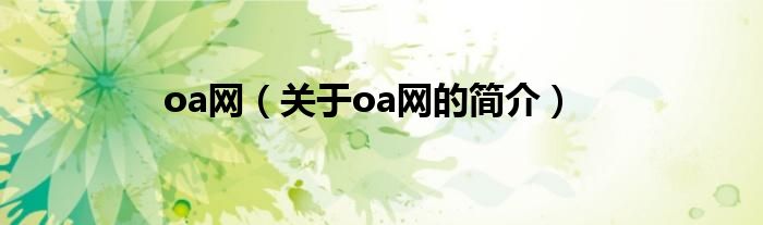 oa網(wǎng)（關(guān)于oa網(wǎng)的簡(jiǎn)介）