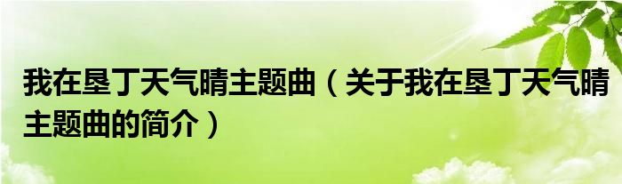 我在墾丁天氣晴主題曲（關于我在墾丁天氣晴主題曲的簡介）