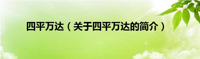 四平萬達(dá)（關(guān)于四平萬達(dá)的簡介）