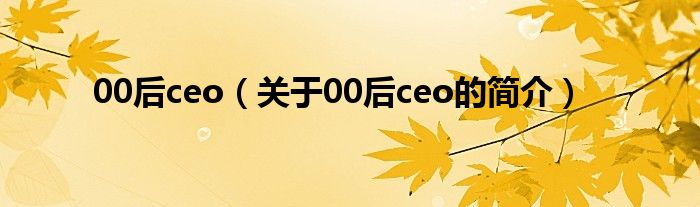 00后ceo（關(guān)于00后ceo的簡介）