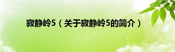 寂靜嶺5（關(guān)于寂靜嶺5的簡介）