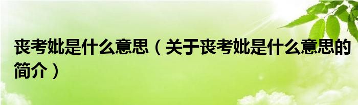 喪考妣是什么意思（關(guān)于喪考妣是什么意思的簡介）